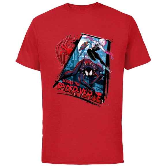 Marvel Spider-Man: Across the Spider-Verse Miles Gwen Miguel - Short Sleeve Cotton T-Shirt for Adults - Customized-Red