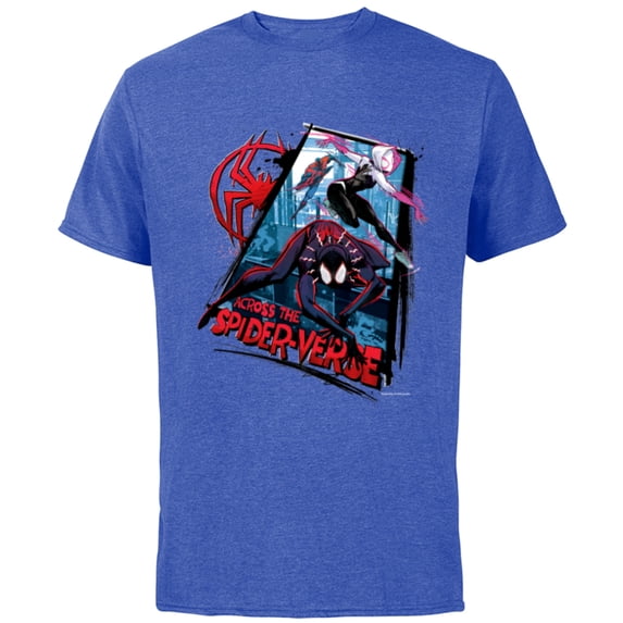 Marvel Spider-Man: Across the Spider-Verse Miles Gwen Miguel - Short Sleeve Cotton T-Shirt for Adults - Customized-Royal Heather