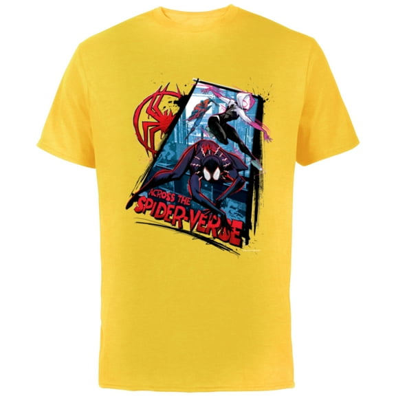 Marvel Spider-Man: Across the Spider-Verse Miles Gwen Miguel - Short Sleeve Cotton T-Shirt for Adults - Customized-Yellow