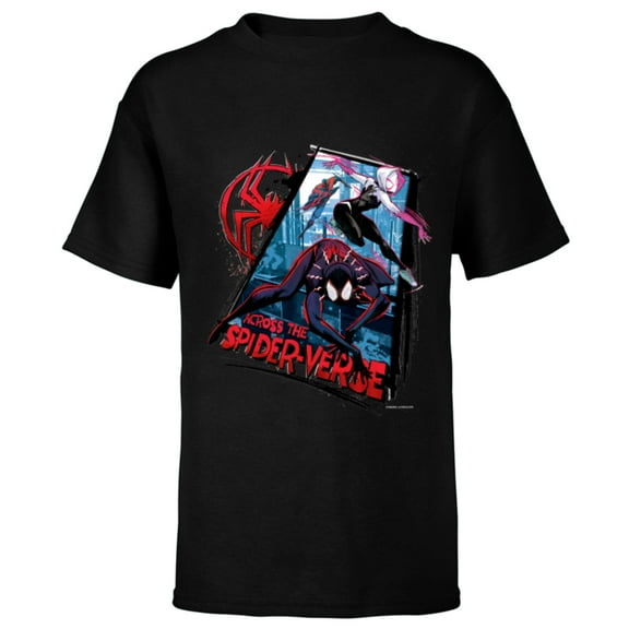 Marvel Spider-Man: Across the Spider-Verse Miles Gwen Miguel - Short Sleeve T-Shirt for Kids - Customized-Black