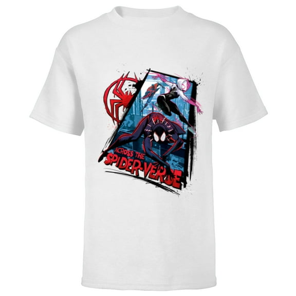Marvel Spider-Man: Across the Spider-Verse Miles Gwen Miguel - Short Sleeve T-Shirt for Kids - Customized-White