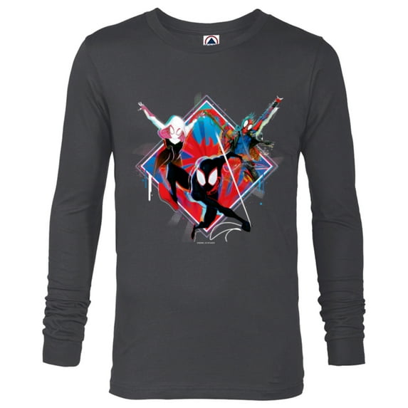 Marvel Spider-Man: Across the Spider-Verse Miles Hobie Gwen - Long Sleeve T-Shirt for Men - Customized-Charcoal Heather