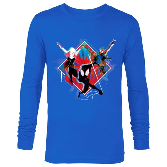 Marvel Spider-Man: Across the Spider-Verse Miles Hobie Gwen - Long Sleeve T-Shirt for Men - Customized-Navy