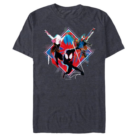 Marvel Spider-Man: Across the Spider-Verse Miles Hobie Gwen - Short Sleeve Blended T-Shirt for Adults - Customized-Navy Heather