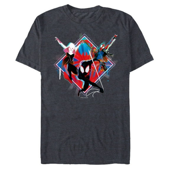 Marvel Spider-Man: Across the Spider-Verse Miles Hobie Gwen - Short Sleeve Blended T-Shirt for Adults - Customized-Navy Heather