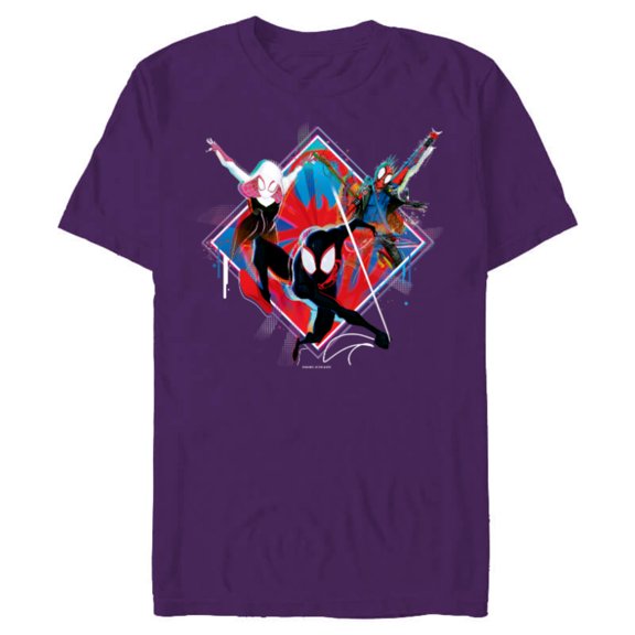 Marvel Spider-Man: Across the Spider-Verse Miles Hobie Gwen - Short Sleeve Blended T-Shirt for Adults - Customized-Purple