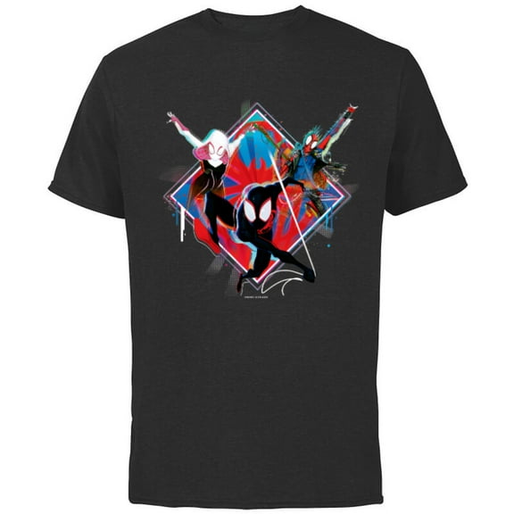Marvel Spider-Man: Across the Spider-Verse Miles Hobie Gwen - Short Sleeve Cotton T-Shirt for Adults - Customized-Black