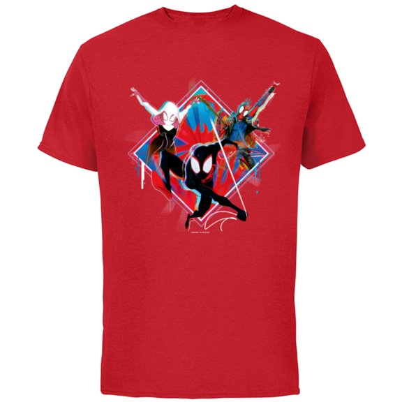 Marvel Spider-Man: Across the Spider-Verse Miles Hobie Gwen - Short Sleeve Cotton T-Shirt for Adults - Customized-Red
