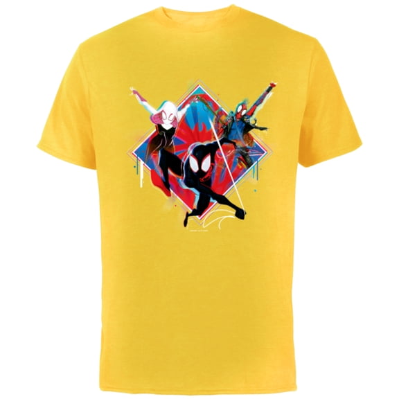 Marvel Spider-Man: Across the Spider-Verse Miles Hobie Gwen - Short Sleeve Cotton T-Shirt for Adults - Customized-Yellow