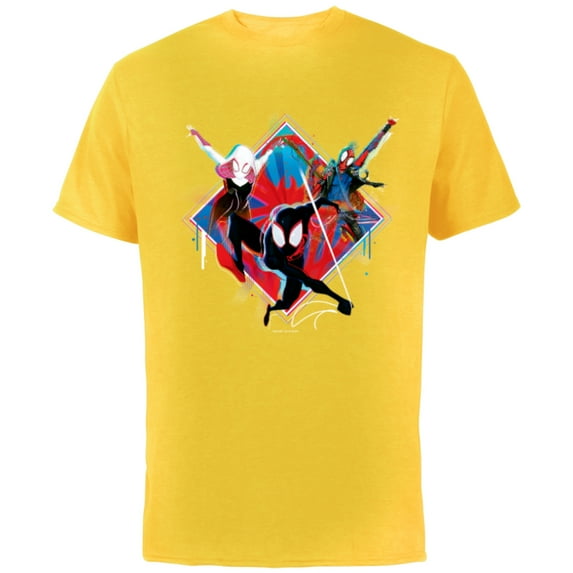 Marvel Spider-Man: Across the Spider-Verse Miles Hobie Gwen - Short Sleeve Cotton T-Shirt for Adults - Customized-Yellow