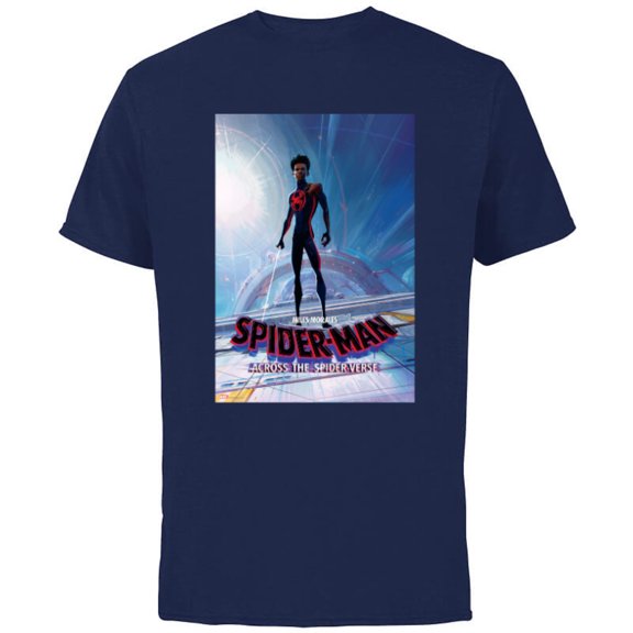Marvel Spider-Man: Across the Spider-Verse Miles Poster - Short Sleeve Cotton T-Shirt for Adults - Customized-Navy