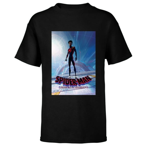 Marvel Spider-Man: Across the Spider-Verse Miles Poster - Short Sleeve T-Shirt for Kids - Customized-Black