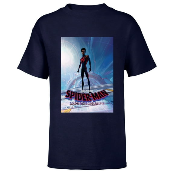 Marvel Spider-Man: Across the Spider-Verse Miles Poster - Short Sleeve T-Shirt for Kids - Customized-Navy