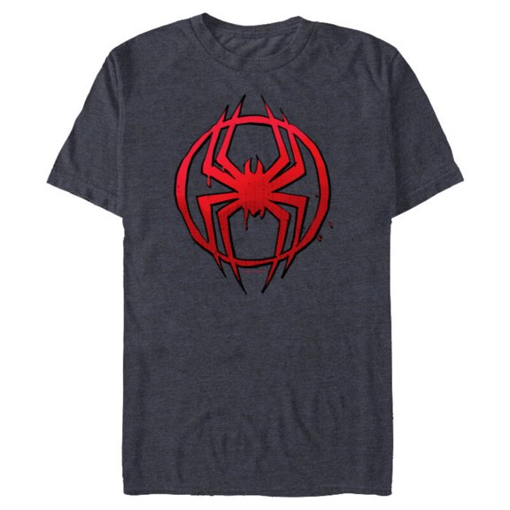 Marvel Spider-Man: Across the Spider-Verse Miles Symbol Dots - Short Sleeve Blended T-Shirt for Adults - Customized-Navy Heather