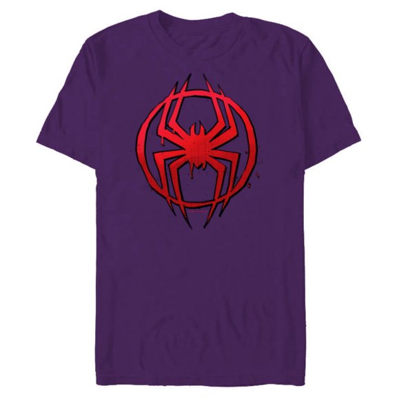 Marvel Spider-Man: Across the Spider-Verse Miles Symbol Dots - Short Sleeve Blended T-Shirt for Adults - Customized-Purple