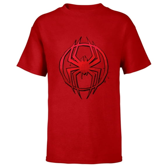 Marvel Spider-Man: Across the Spider-Verse Miles Symbol Dots - Short Sleeve T-Shirt for Kids - Customized-Red