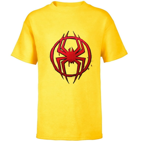 Marvel Spider-Man: Across the Spider-Verse Miles Symbol Dots - Short Sleeve T-Shirt for Kids - Customized-Yellow