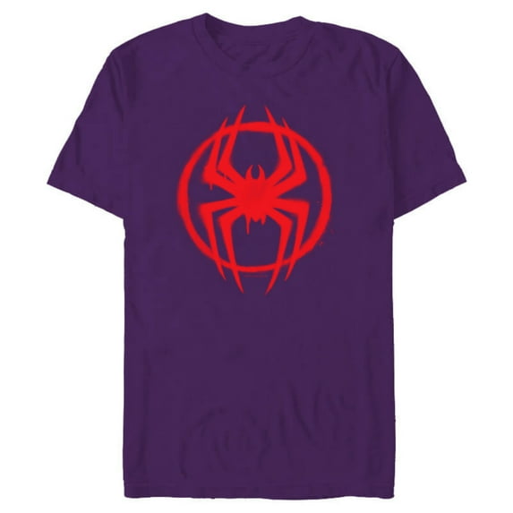 Marvel Spider-Man: Across the Spider-Verse Miles Symbol - Short Sleeve Blended T-Shirt for Adults - Customized-Purple