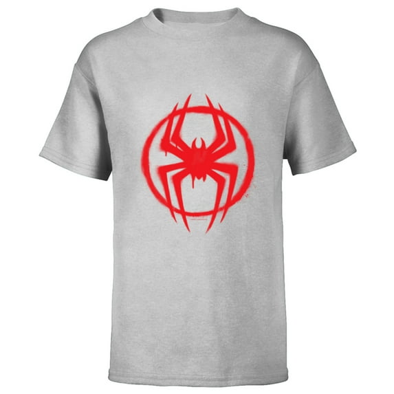 Marvel Spider-Man: Across the Spider-Verse Miles Symbol - Short Sleeve T-Shirt for Kids - Customized-Athletic Heather