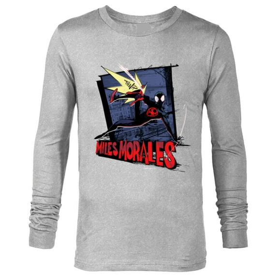 Marvel Spider-Man: Across the Spider-Verse Miles Web Thwip - Long Sleeve T-Shirt for Men - Customized-Athletic Heather