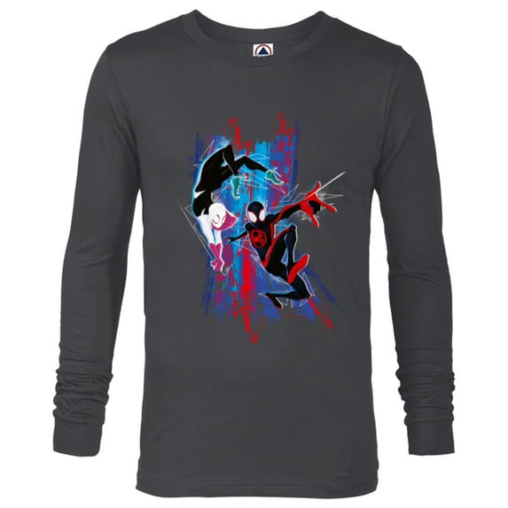 Marvel Spider-Man: Across the Spider-Verse Miles and Gwen - Long Sleeve T-Shirt for Men - Customized-Charcoal Heather