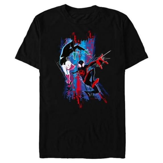 Marvel Spider-Man: Across the Spider-Verse Miles and Gwen - Short Sleeve Blended T-Shirt for Adults - Customized-Black