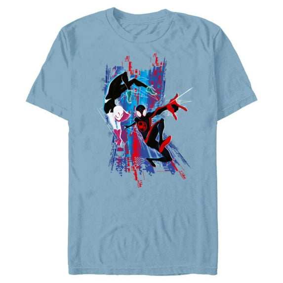 Marvel Spider-Man: Across the Spider-Verse Miles and Gwen - Short Sleeve Blended T-Shirt for Adults - Customized-Ocean Blue