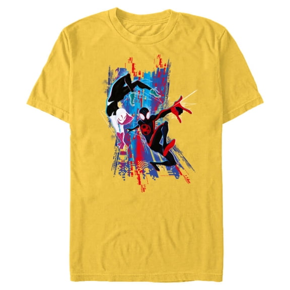 Marvel Spider-Man: Across the Spider-Verse Miles and Gwen - Short Sleeve Blended T-Shirt for Adults - Customized-Yellow
