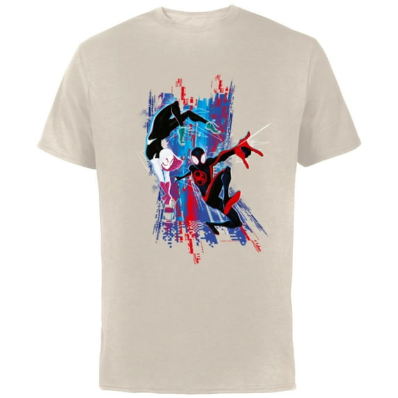 Marvel Spider-Man: Across the Spider-Verse Miles and Gwen - Short Sleeve Cotton T-Shirt for Adults - Customized-Natural