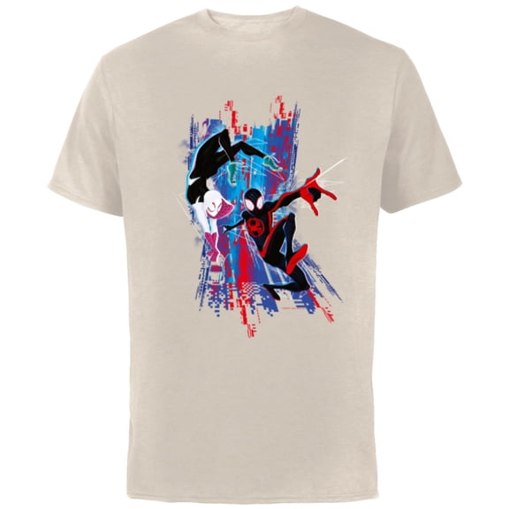 Marvel Spider-Man: Across the Spider-Verse Miles and Gwen - Short Sleeve Cotton T-Shirt for Adults - Customized-Natural