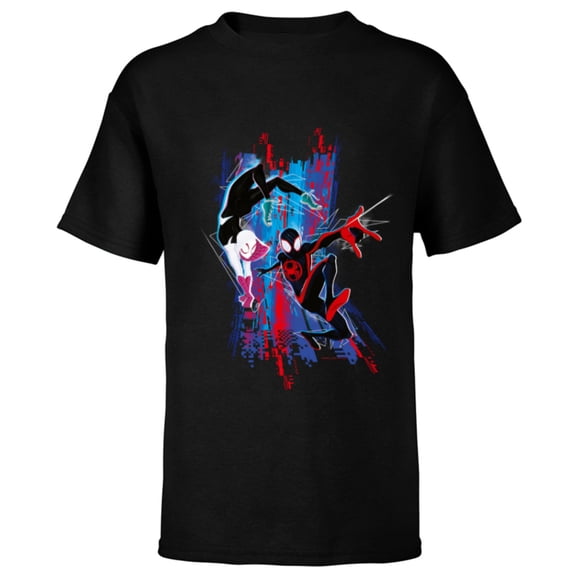 Marvel Spider-Man: Across the Spider-Verse Miles and Gwen - Short Sleeve T-Shirt for Kids - Customized-Black