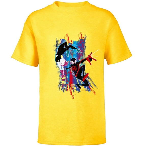 Marvel Spider-Man: Across the Spider-Verse Miles and Gwen - Short Sleeve T-Shirt for Kids - Customized-Yellow