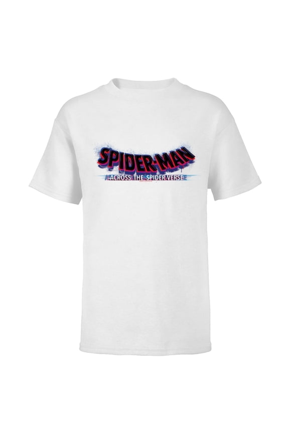 Spider-Man: Across the Spider-Verse Movie Logo - Short Sleeve T-Shirt for Kids - Customized-White