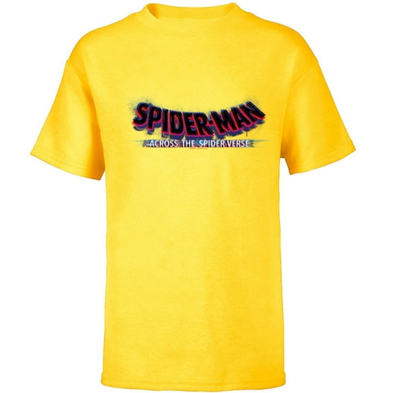 Marvel Spider-Man: Across the Spider-Verse Movie Logo - Short Sleeve T-Shirt for Kids - Customized-Yellow
