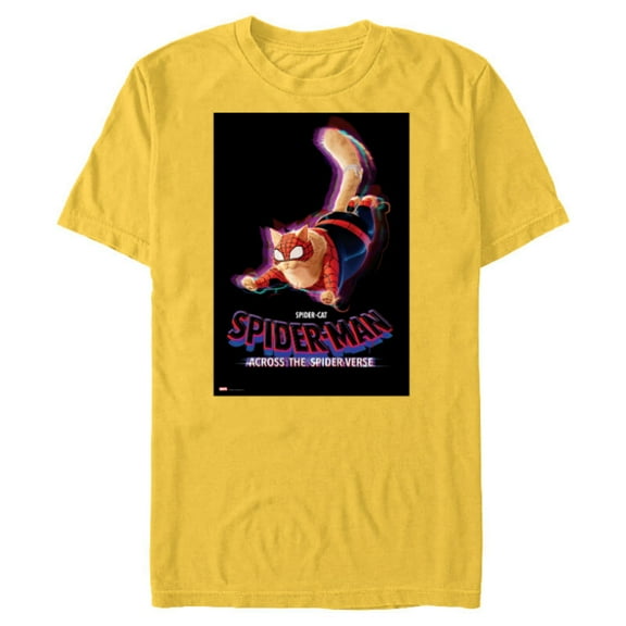 Marvel Spider-Man: Across the Spider-Verse Spider-Cat Poster - Short Sleeve Blended T-Shirt for Adults - Customized-Yellow