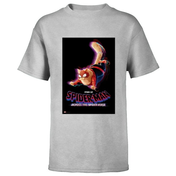 Marvel Spider-Man: Across the Spider-Verse Spider-Cat Poster - Short Sleeve T-Shirt for Kids - Customized-Athletic Heather