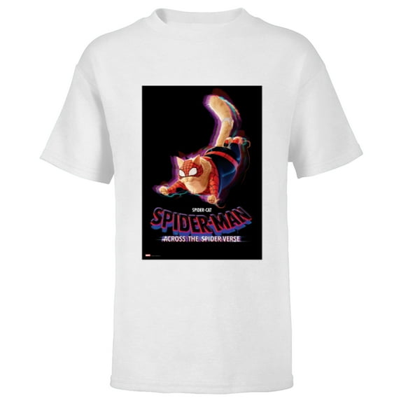Marvel Spider-Man: Across the Spider-Verse Spider-Cat Poster - Short Sleeve T-Shirt for Kids - Customized-White