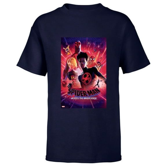 Marvel Spider-Man: Across the Spider-Verse Spider Heroes - Short Sleeve T-Shirt for Kids - Customized-Navy