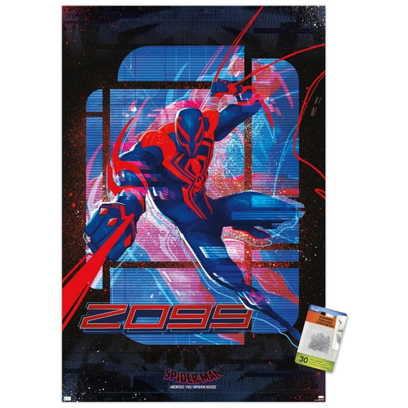 Marvel Spider-Man: Across the Spider-Verse - Spider-Man 2099 Wall Poster with Pushpins, 22.375" x 34"