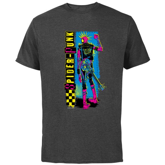 Marvel Spider-Man: Across the Spider-Verse Spider-Punk Away - Short Sleeve Cotton T-Shirt for Adults - Customized-Charcoal