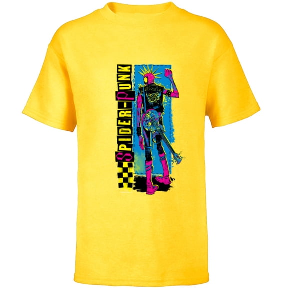 Marvel Spider-Man: Across the Spider-Verse Spider-Punk Away - Short Sleeve T-Shirt for Kids - Customized-Yellow
