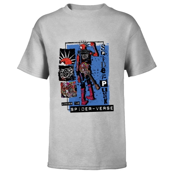 Marvel Spider-Man: Across the Spider-Verse Spider-Punk Back - Short Sleeve T-Shirt for Kids - Customized-Athletic Heather