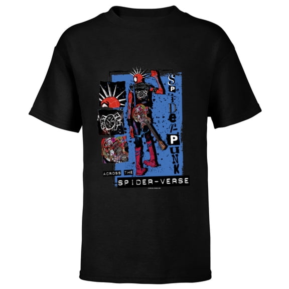 Marvel Spider-Man: Across the Spider-Verse Spider-Punk Back - Short Sleeve T-Shirt for Kids - Customized-Black