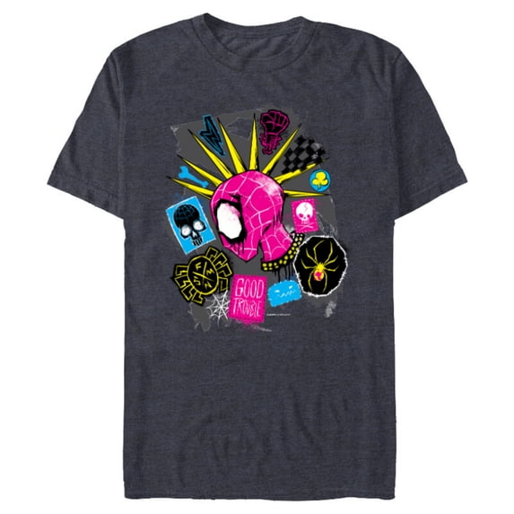 Marvel Spider-Man: Across the Spider-Verse Spider-Punk Head - Short Sleeve Blended T-Shirt for Adults - Customized-Navy Heather