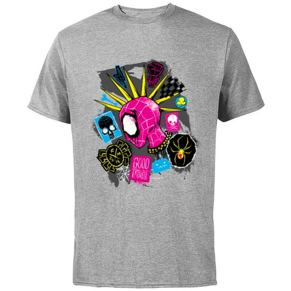 Marvel Spider-Man: Across the Spider-Verse Spider-Punk Head - Short Sleeve Cotton T-Shirt for Adults - Customized-Athletic Heather