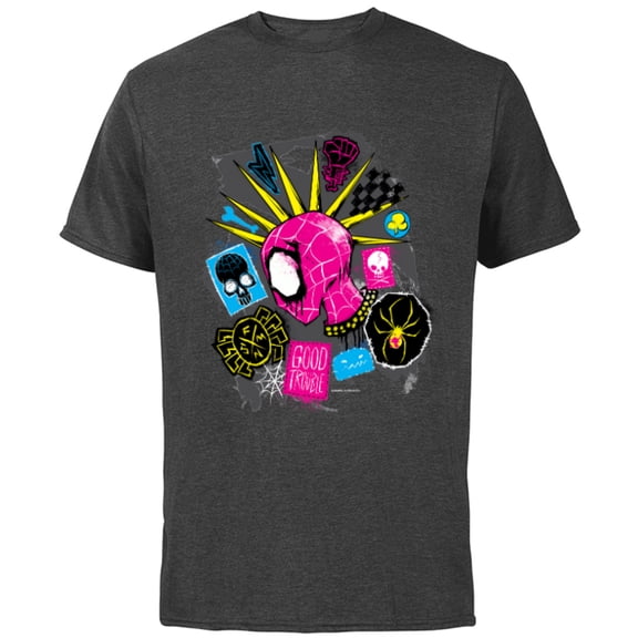 Marvel Spider-Man: Across the Spider-Verse Spider-Punk Head - Short Sleeve Cotton T-Shirt for Adults - Customized-Charcoal Heather