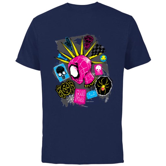 Marvel Spider-Man: Across the Spider-Verse Spider-Punk Head - Short Sleeve Cotton T-Shirt for Adults - Customized-Navy