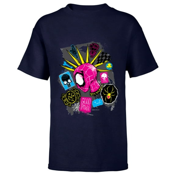 Marvel Spider-Man: Across the Spider-Verse Spider-Punk Head - Short Sleeve T-Shirt for Kids - Customized-Navy