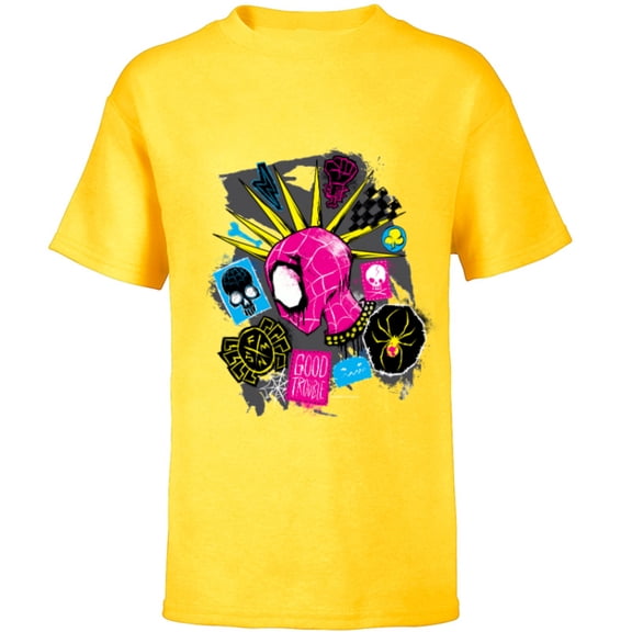 Marvel Spider-Man: Across the Spider-Verse Spider-Punk Head - Short Sleeve T-Shirt for Kids - Customized-Yellow
