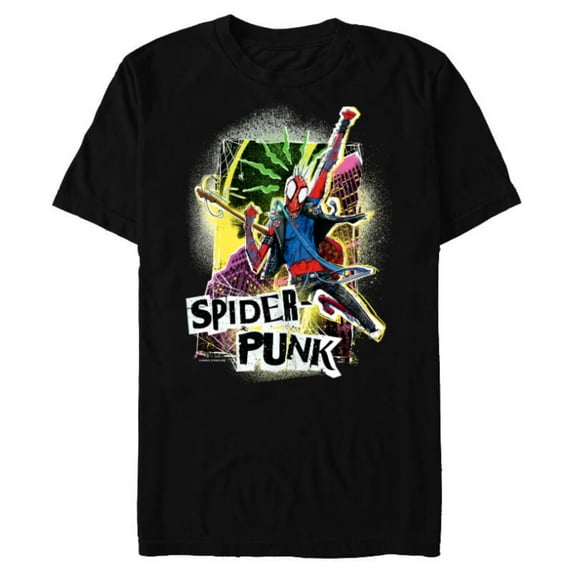 Marvel Spider-Man: Across the Spider-Verse Spider-Punk Pose - Short Sleeve Blended T-Shirt for Adults - Customized-Black